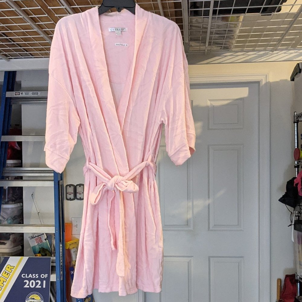 Cypress Bathrobe- Pink Leaf Pattern - Size L